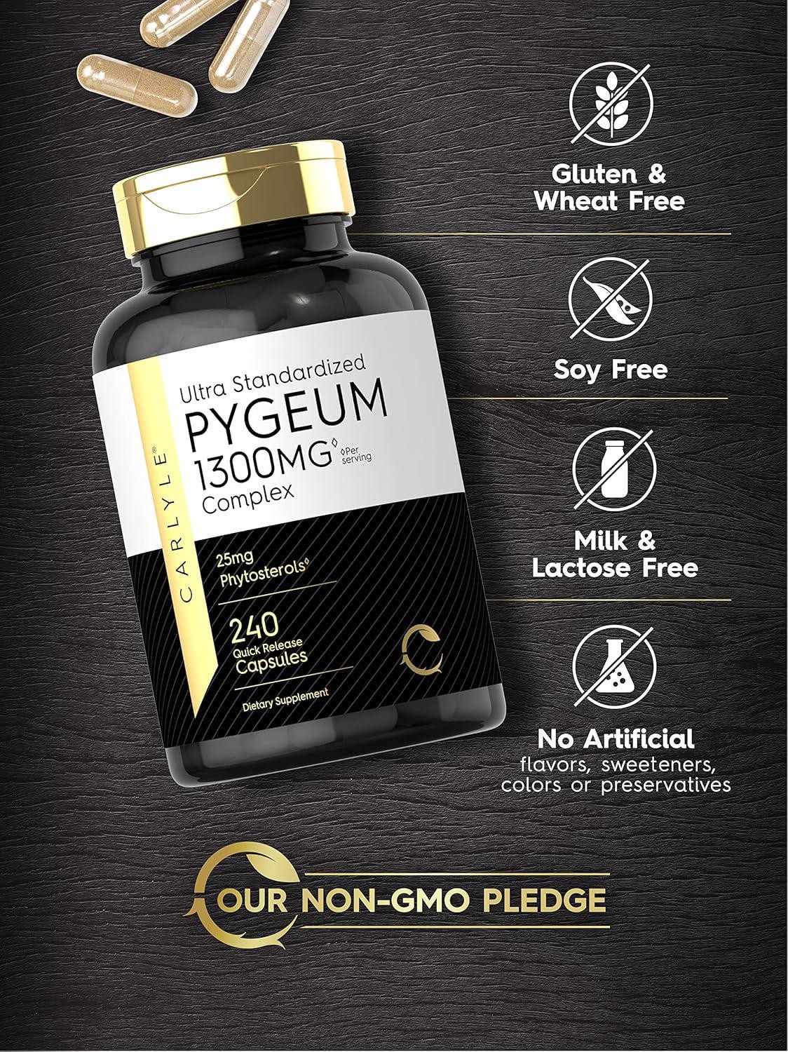 Carlyle Pygeum Supplement 1300mg | 240 Capsules | Non-GMO, Gluten Free | Bark