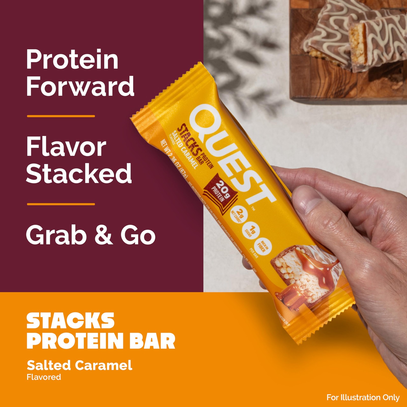 Quest Nutrition Stacks Protein Bars, Salted Caramel 4 Count (Pack of 1)