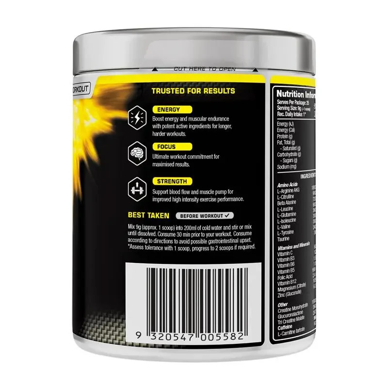 Vital Strength Pre Workout Powder Raspberry Rush 225g EXPLOSIVE ENERGY