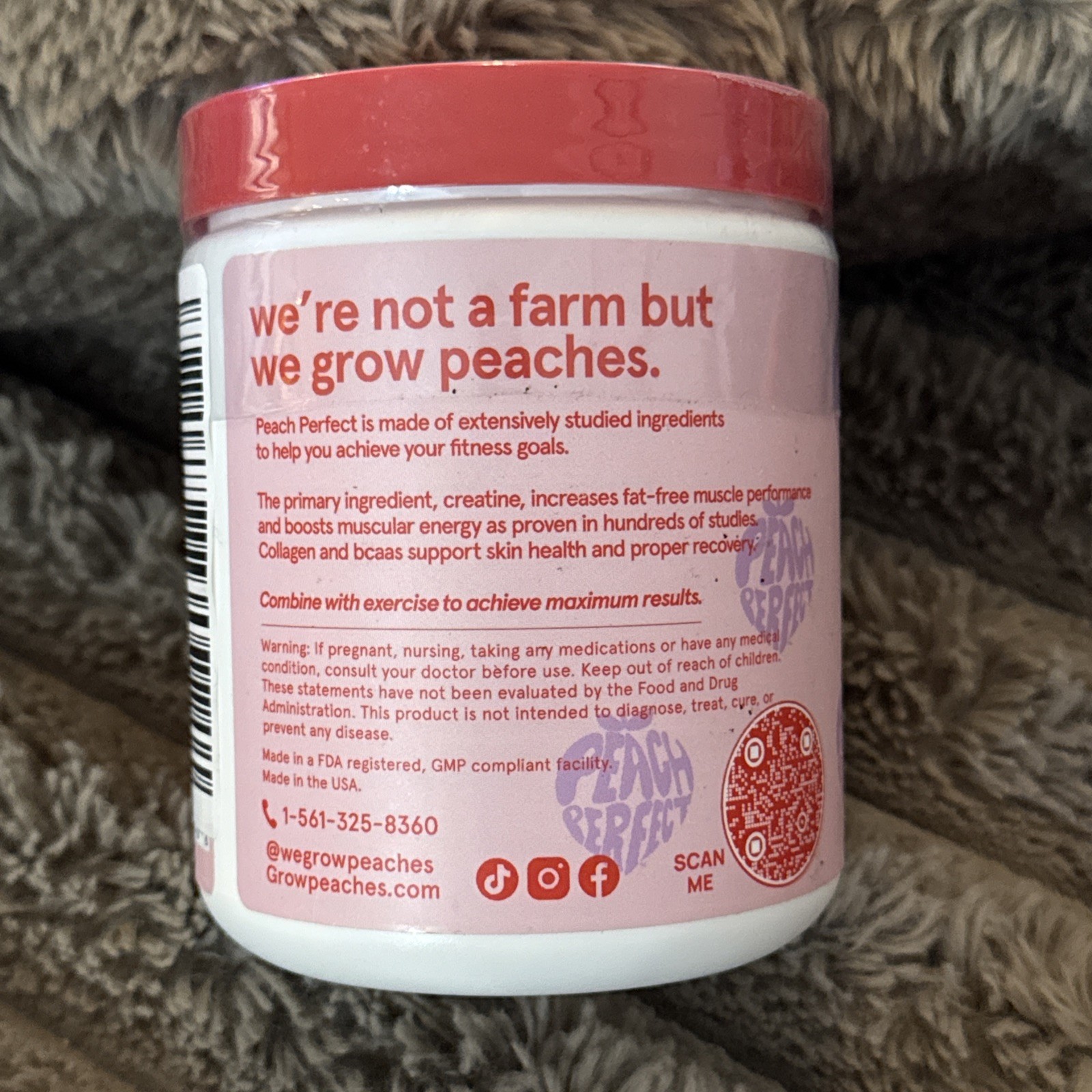Peach Perfect Creatine Monohydrate Powder, Creatine for Women – 11/27 FRESH!