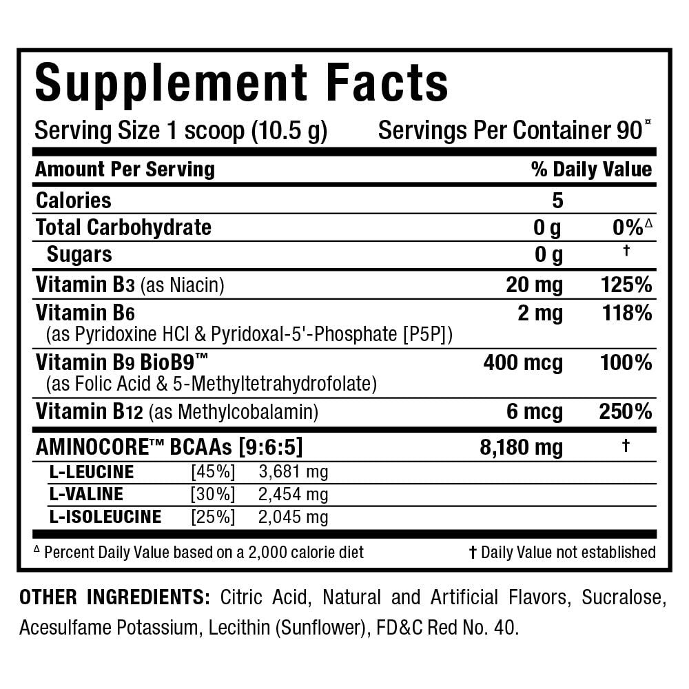 AminoCore BCAA Supplement Powder for Muscle Growth Recovery and Energy Boost