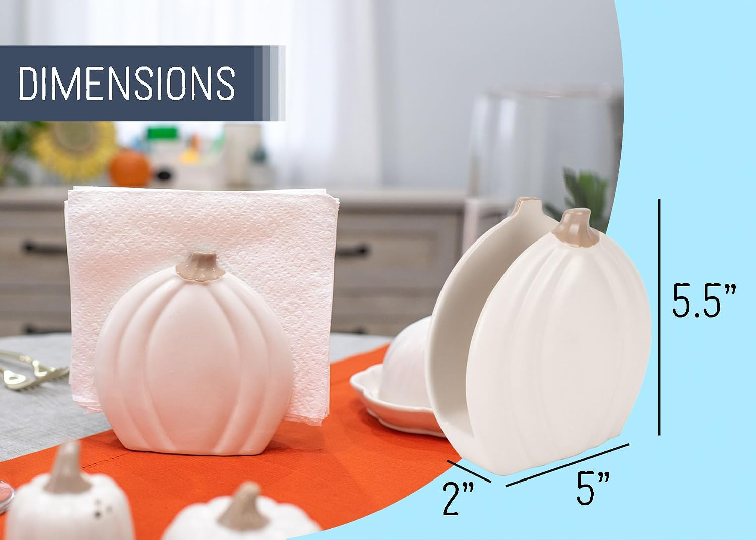 Nat & Jules Pumpkin Shaped Standard Size Ceramic Napkin Holder: Perfect for Your