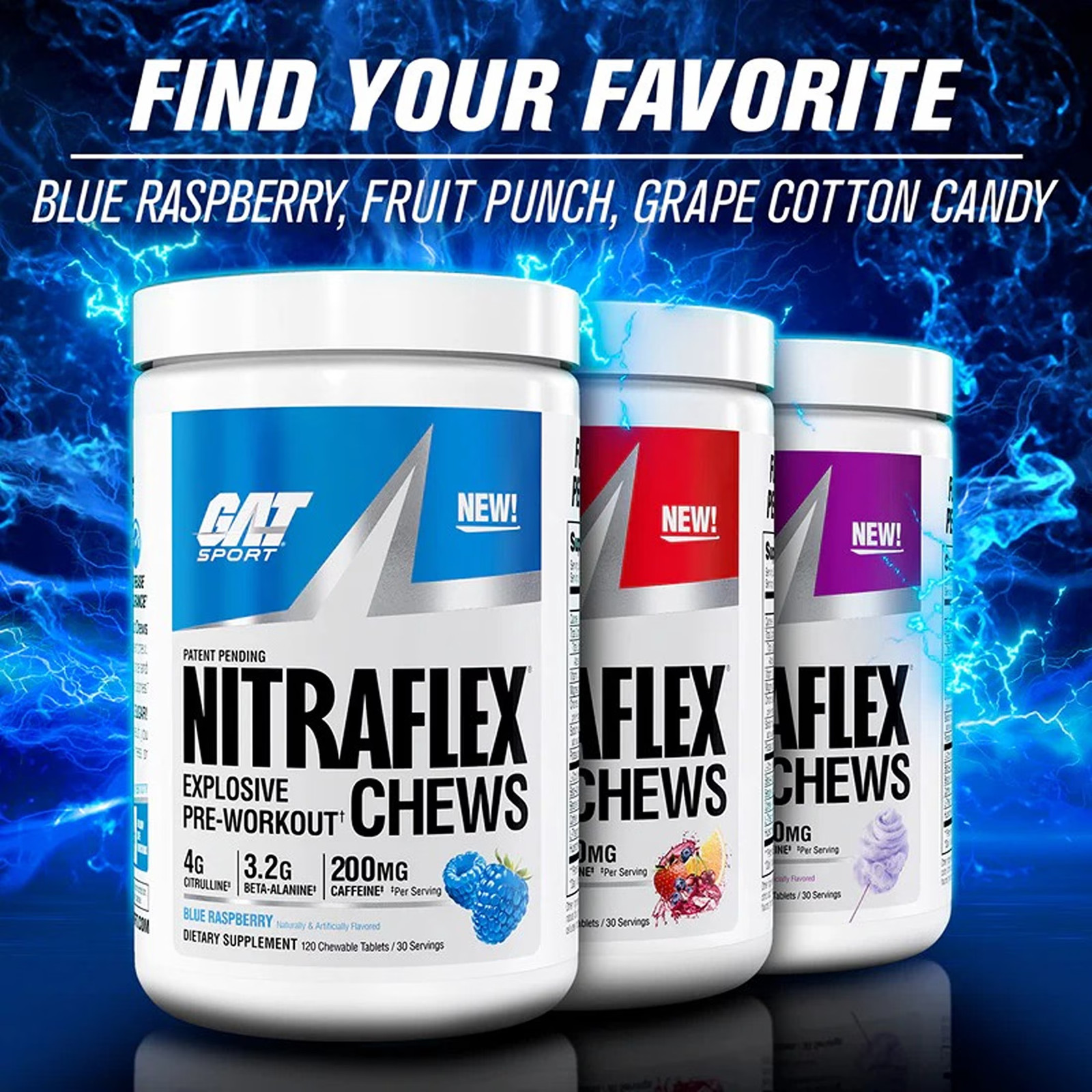 Nitraflex Performance Pre-Workout Chews – Fruit Punch, 40 Count, 10 Servings