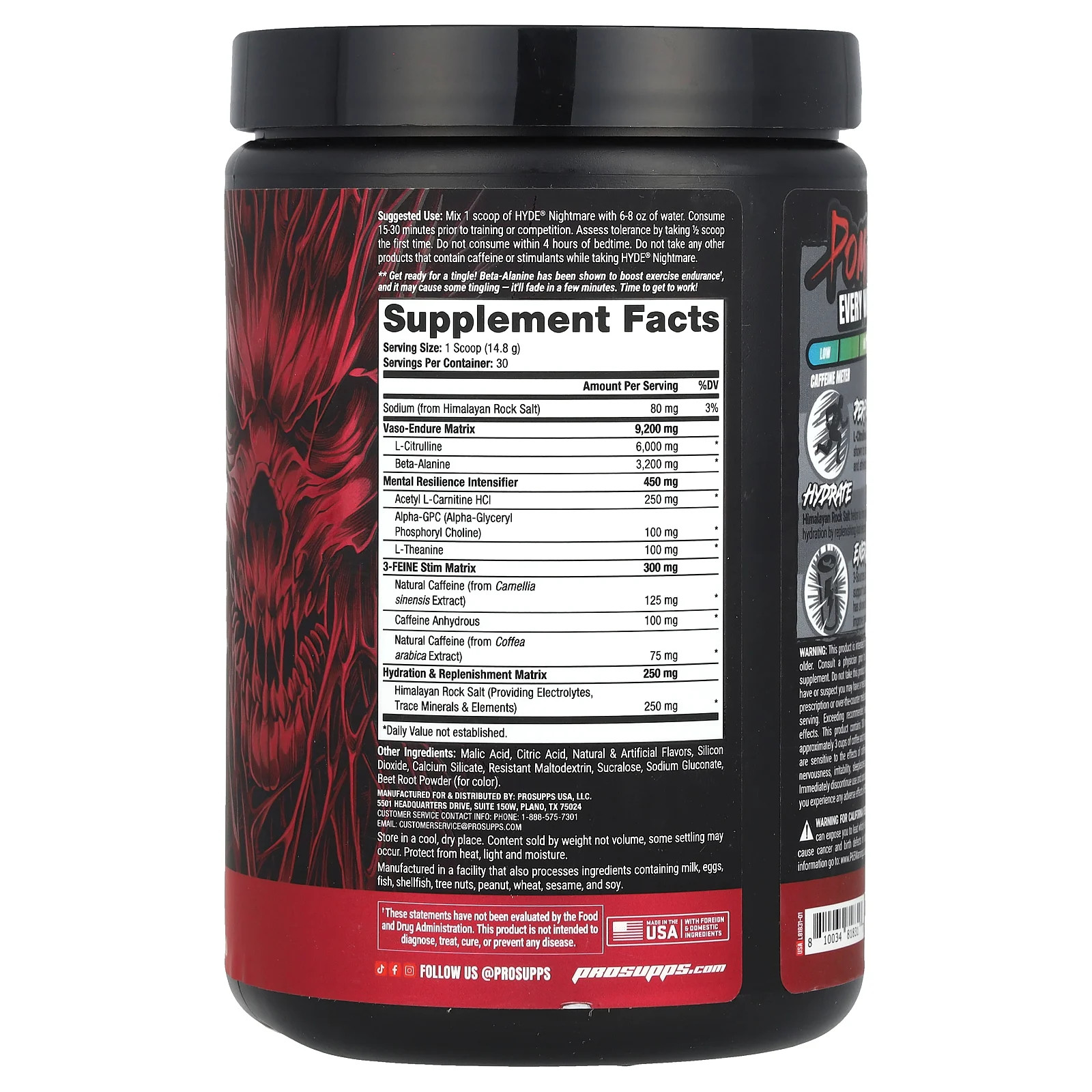 HYDE® Nightmare, Intense Energy Pre-Workout, Dragon Fruit, 15.7 oz (444 g)