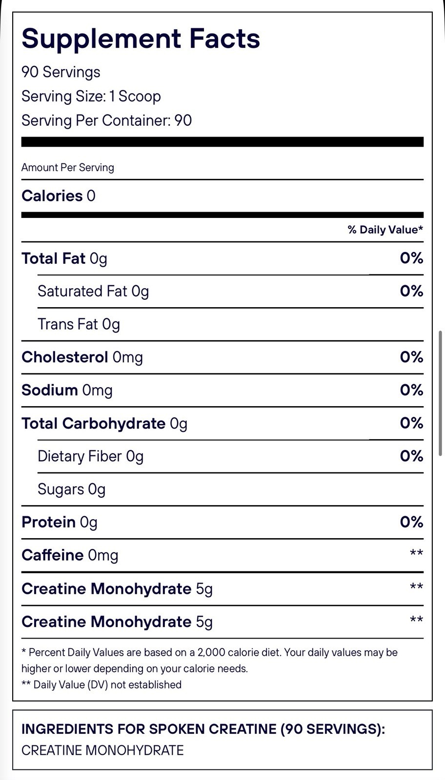 Spoken Creatine Monohydrate 454g (16 oz) – 90 Servings, Unflavoured Powder