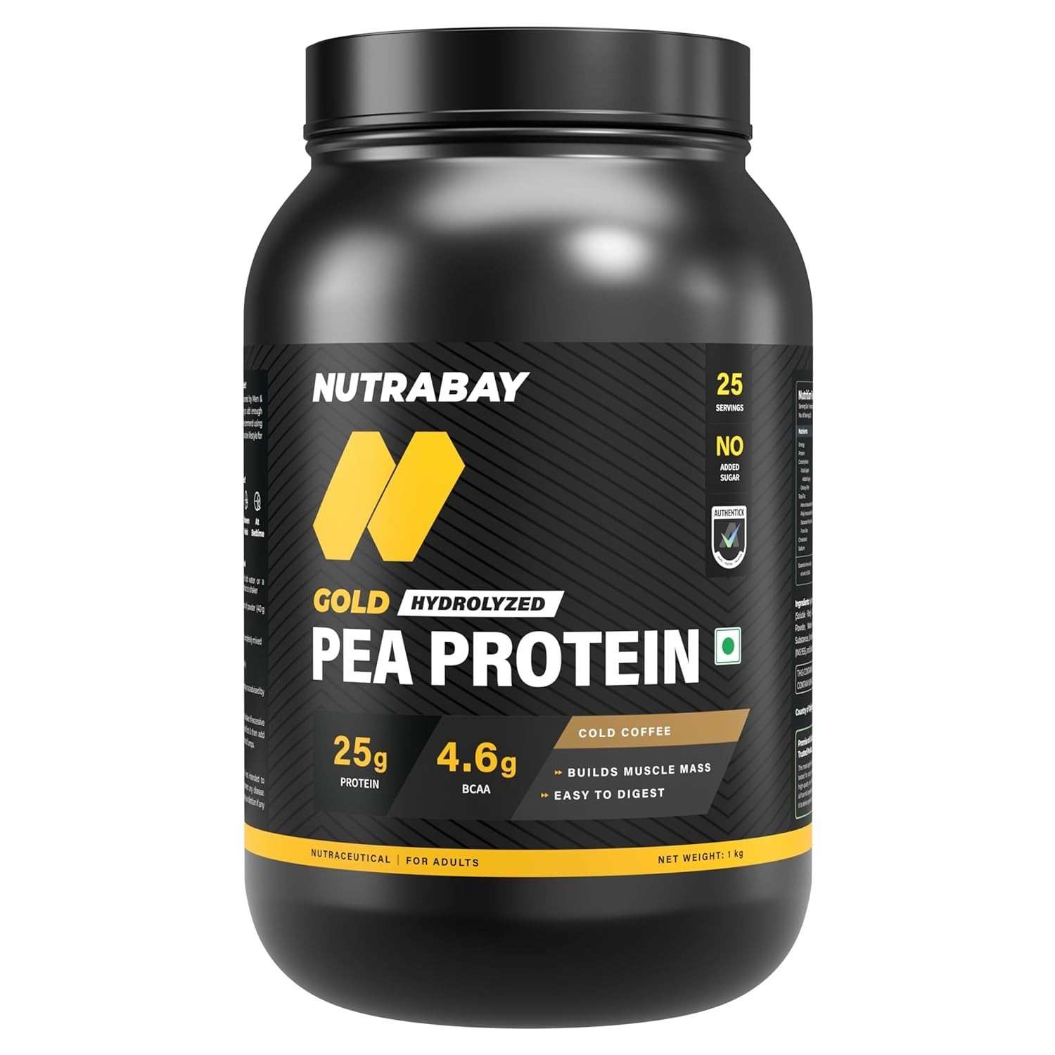 Pea Protein Powder 25g Protein , 4.6g BCAA, 5g Fiber | Cold Coffee , 25 Servings