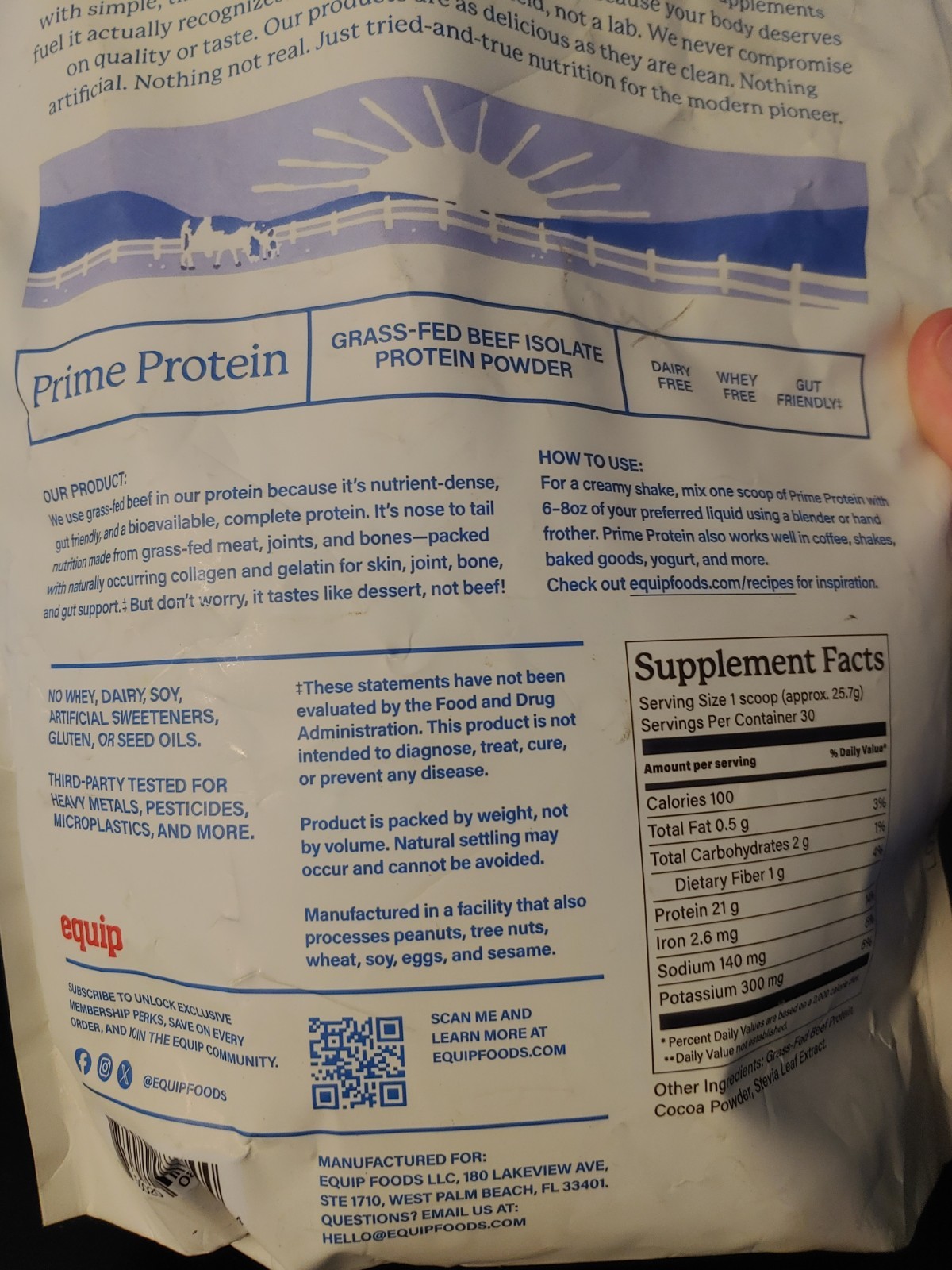 Equip Prime Protein, Chocolate, 21g Protein Per Scoop