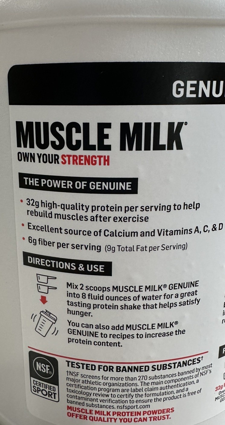 Muscle Milk Genuine Protein Powder Chocolate 32 grams High Protein 1.93lbs