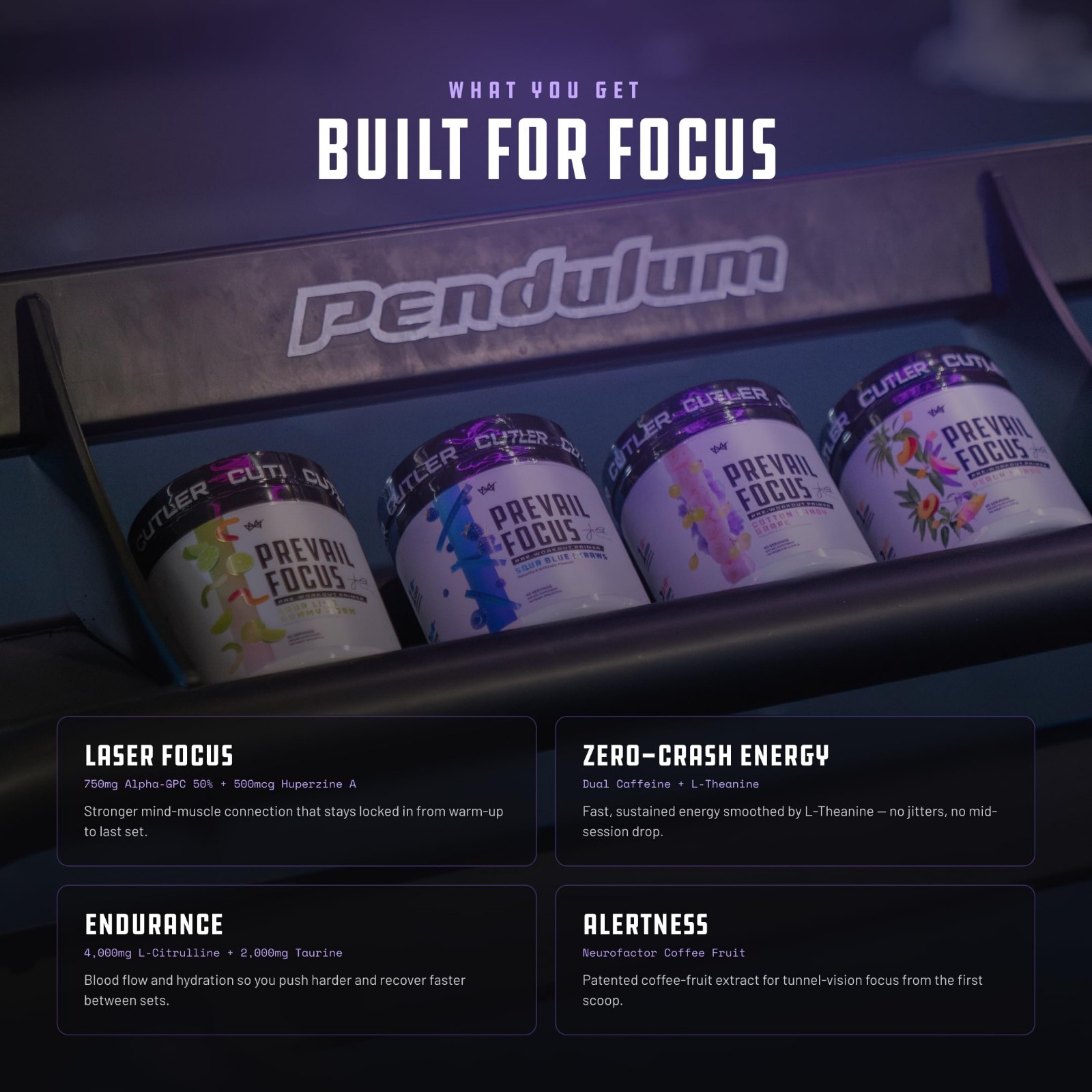 Nootropic Pre-Workout Powder – Sour Blue Razz, 40 Scoops | Energy, Focus, L-Citr