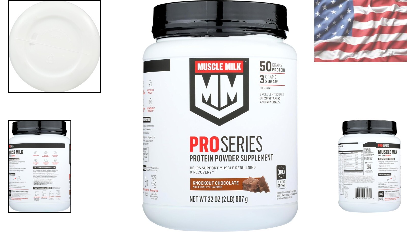 Knockout Chocolate Protein Powder – 2lb Muscle Milk Pro Series 50 for Energy