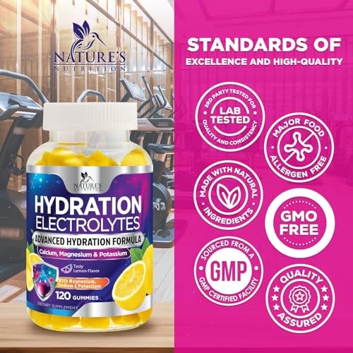 Hydration Electrolyte Gummies – Daily Liquid Replenisher 120 Count (Pack of 1)