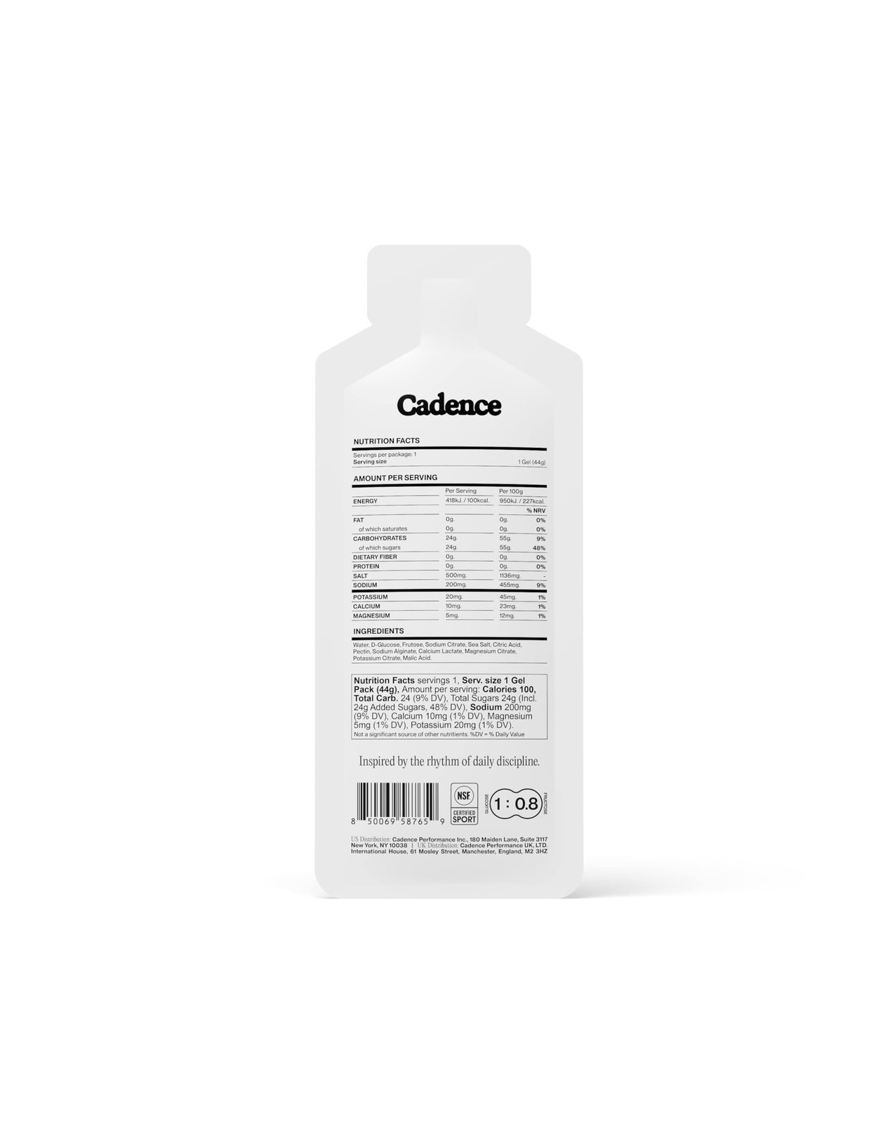 Cadence Core Energy Gels for Running Endurance – Carbohydrates Per Clear