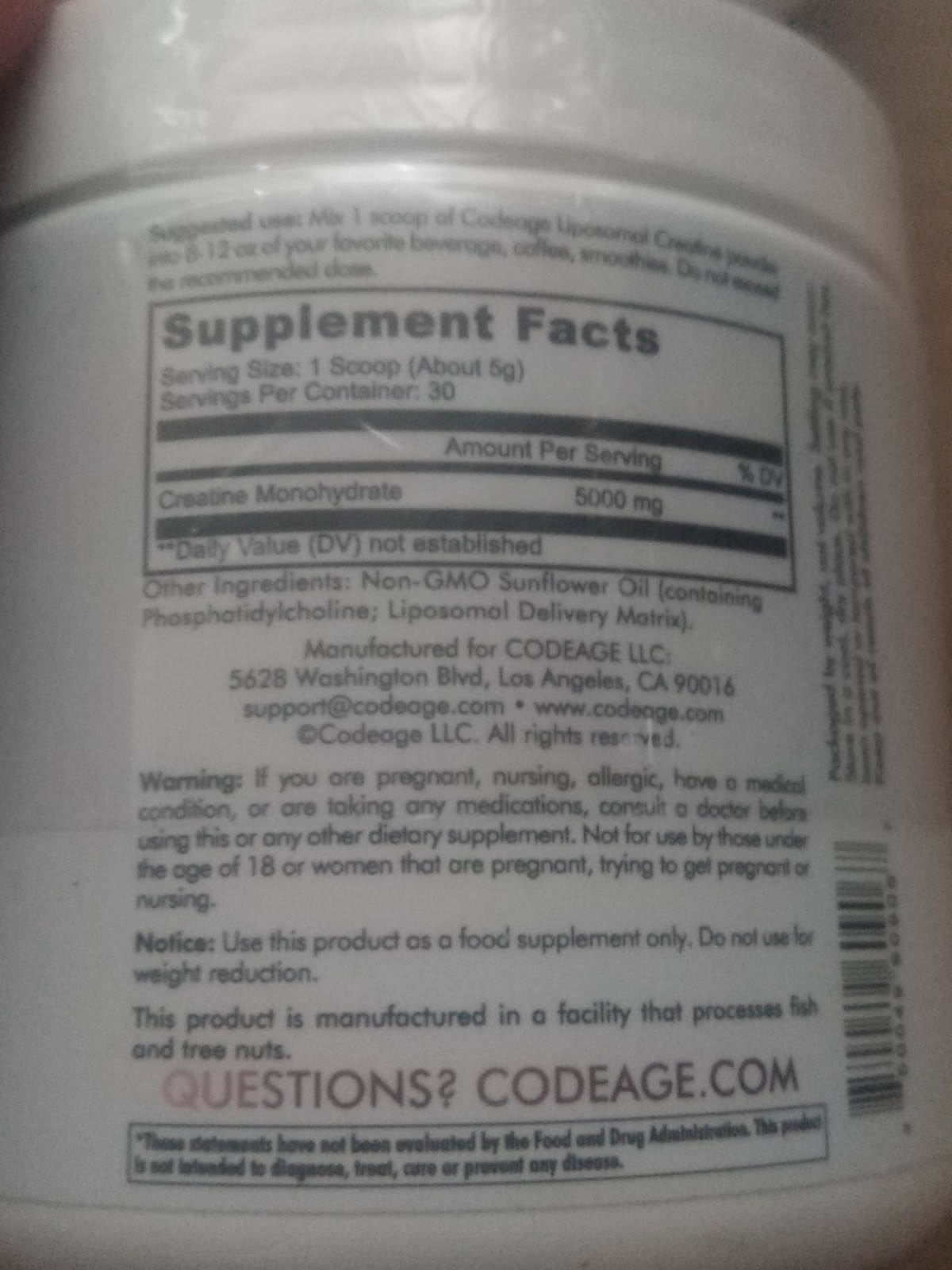 4 Codeage Liposomal Creatine Monohydrate Powder Unflavored, 5.29 oz Exp 03/26