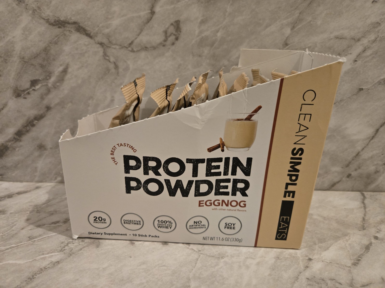 (9) Clean Simple Eats Eggnog Protein Powder Packs Limited Edition HTF