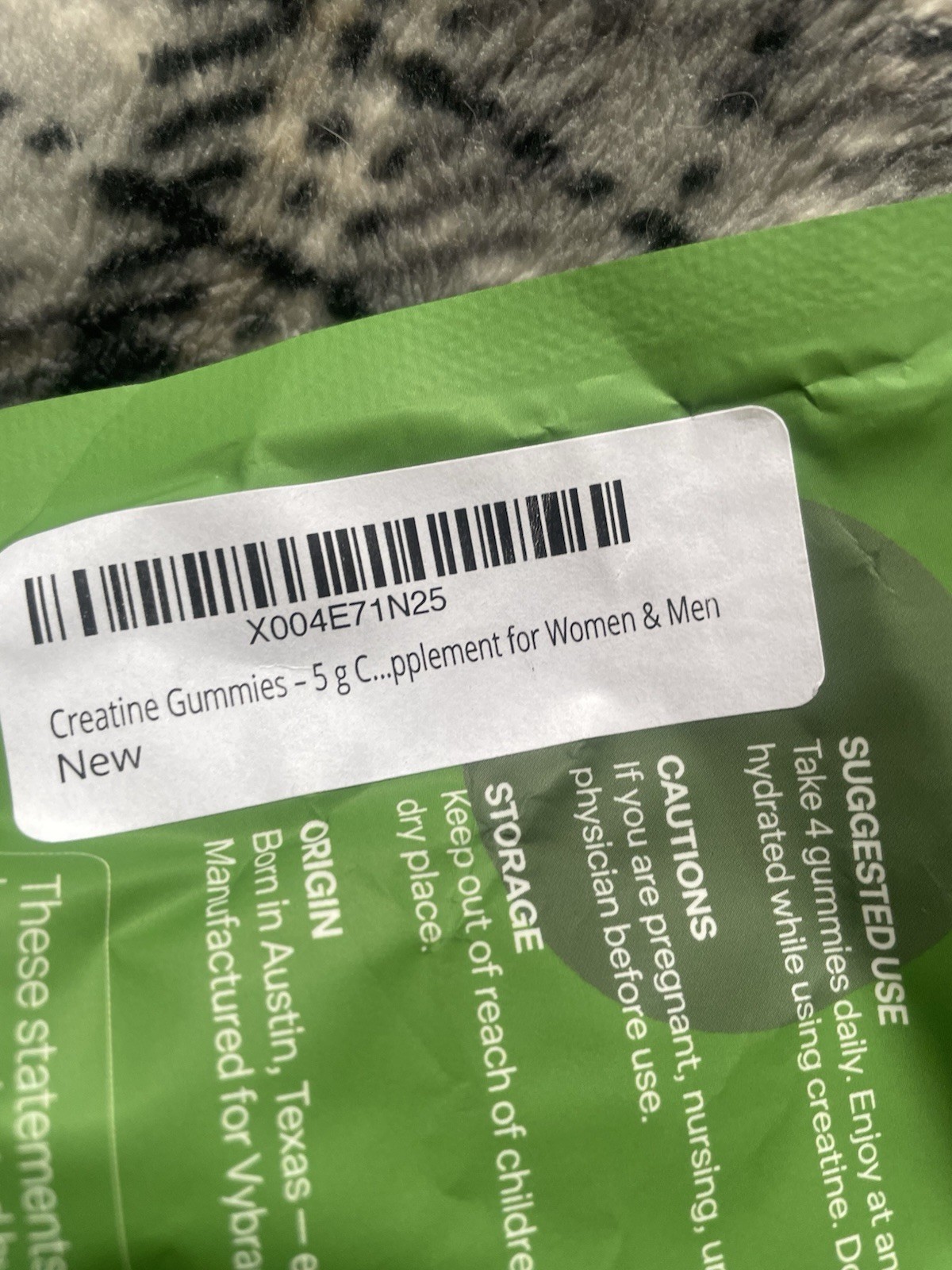 Vybrance Labs Creatine Gummies Sugar-Free Vegan Green Apple Citrus Mango