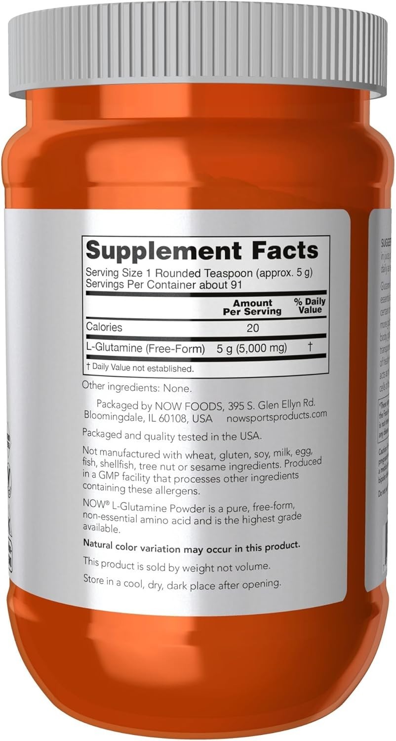 Sports Nutrition L-Glutamine Pure Powder 16oz Unflavored Multivitamin