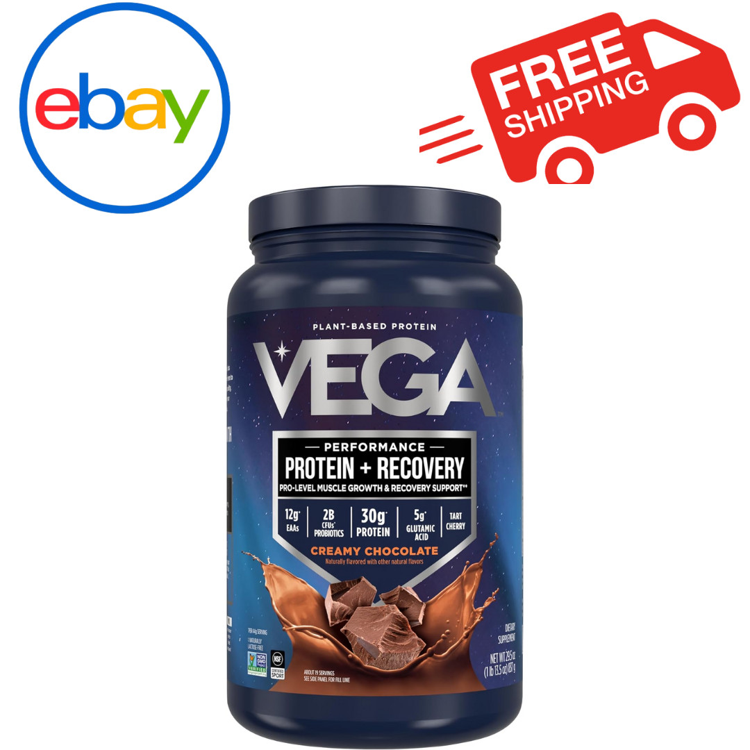 Vega Sport Vegan Protein Powder Recovery Chocolate 1.8 lb 30g Protein