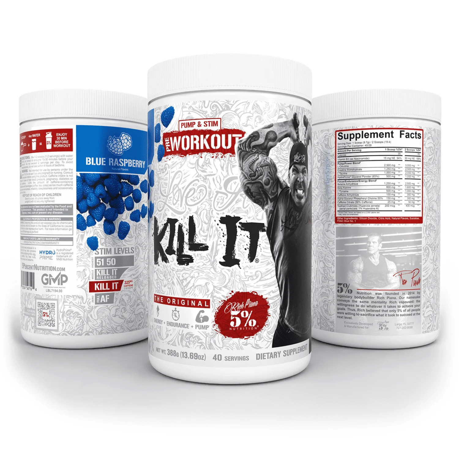 Rich Piana Kill It Pre-Workout Powder Supplement with Creatine & Caffeine for Pu