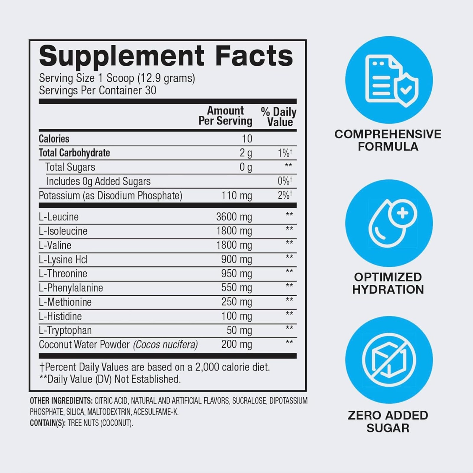 Essential Amino Acids EAA Powder – Pre & Post Workout Drink, 10g EAA + BCAA, Hyd