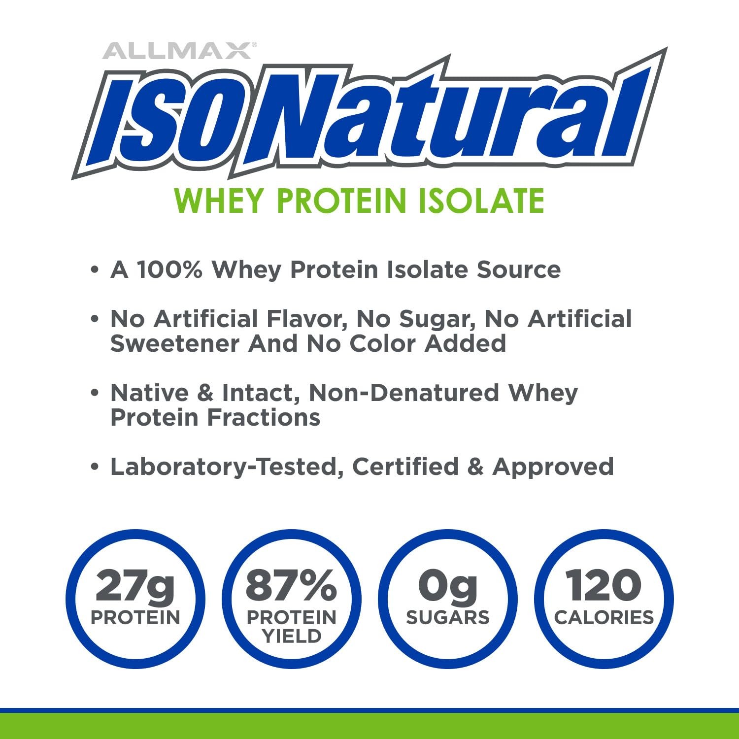 Natural Whey Protein Isolate Powder 5Lb Gluten Free Zero Sugar Stevia