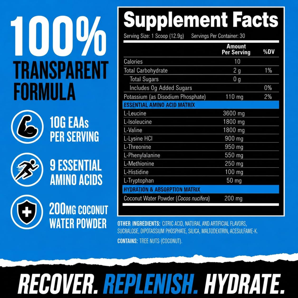 Essential Amino Acids EAA Powder – Pre, Intra & Post Workout Drink – BCAA Powder