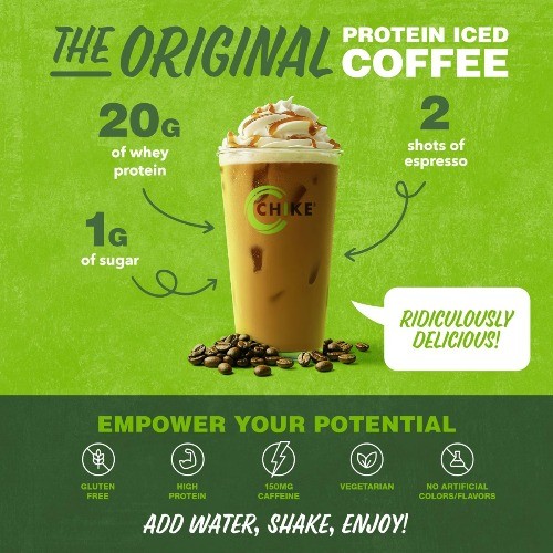 Chike Protein Iced Coffee Powder – Vanilla – Whey Protein Isolate – 15.8oz