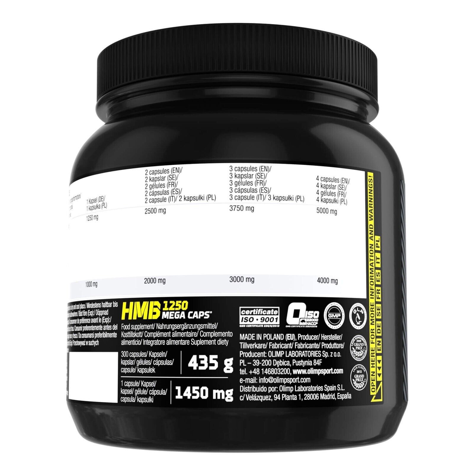 HMB 1250 MEGA CAPS 300 – Build muscle mass, lose fat, TOP quality, GIANT DOSE