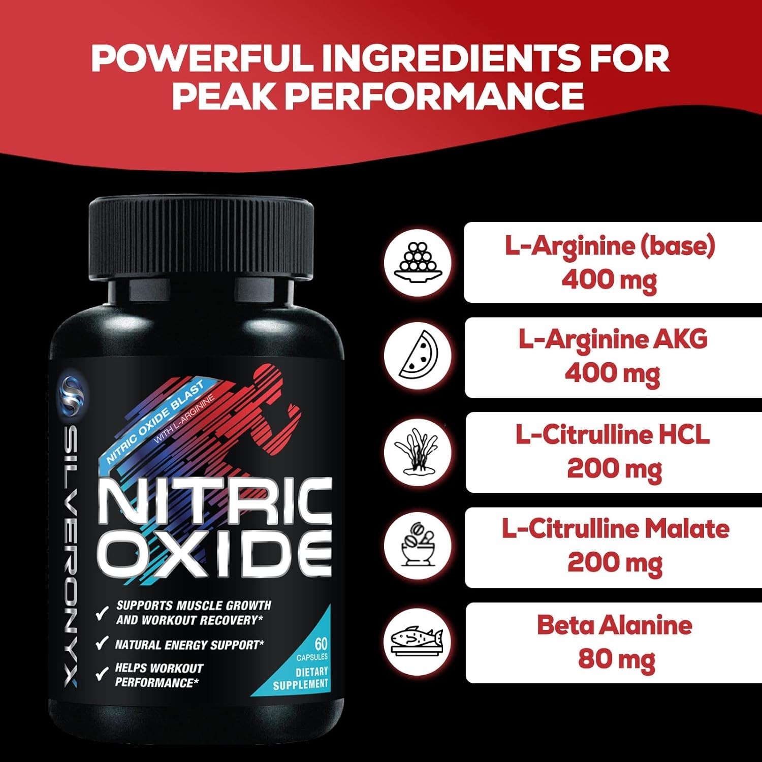 Oxido Nitrico y L-arginina Extra Fuerte Para Aumentar La Energia Muscular 60 Ct