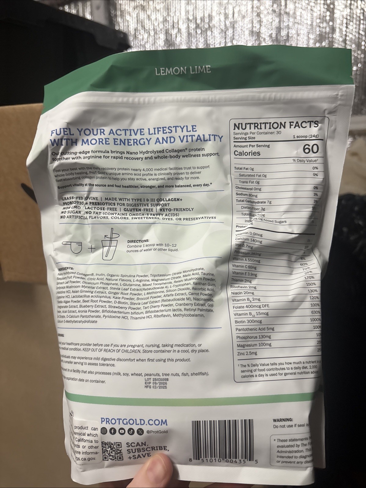Pro T Gold Daily Recovery Greens And Protein Lemon Lime 25.4oz New Exp 9/2026