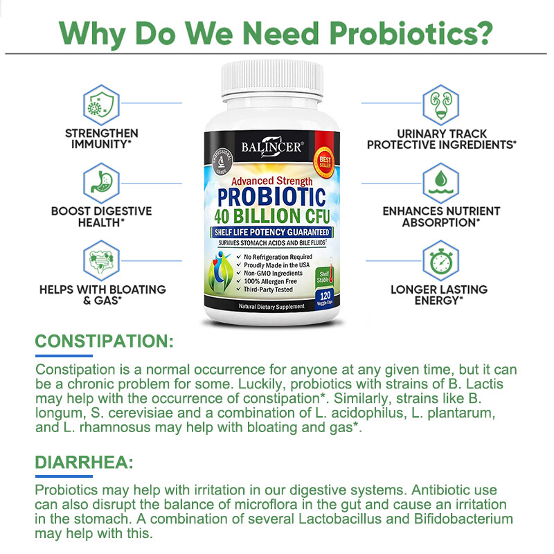 Probiotics -Improve Bloating, Gas and Constipation Provide Longer-lasting Energy