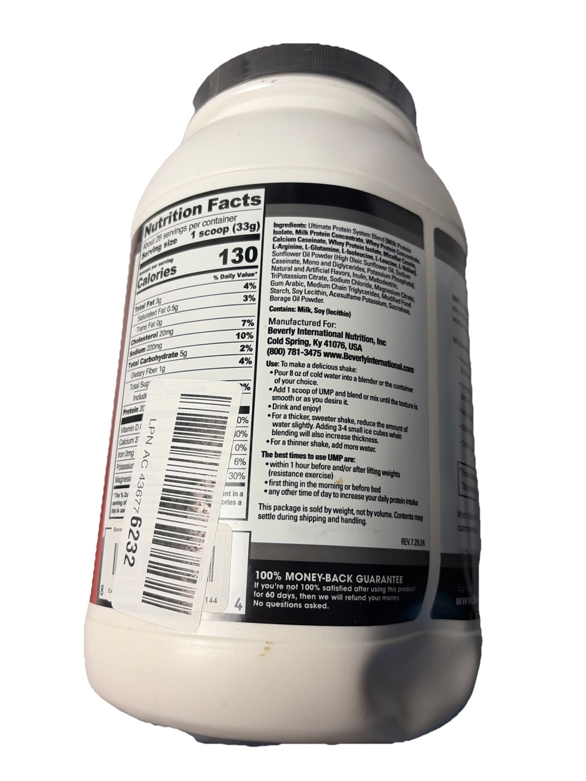 Beverly International – UMP Vanilla 80:20 Casein Whey Blend 32.8oz 930g