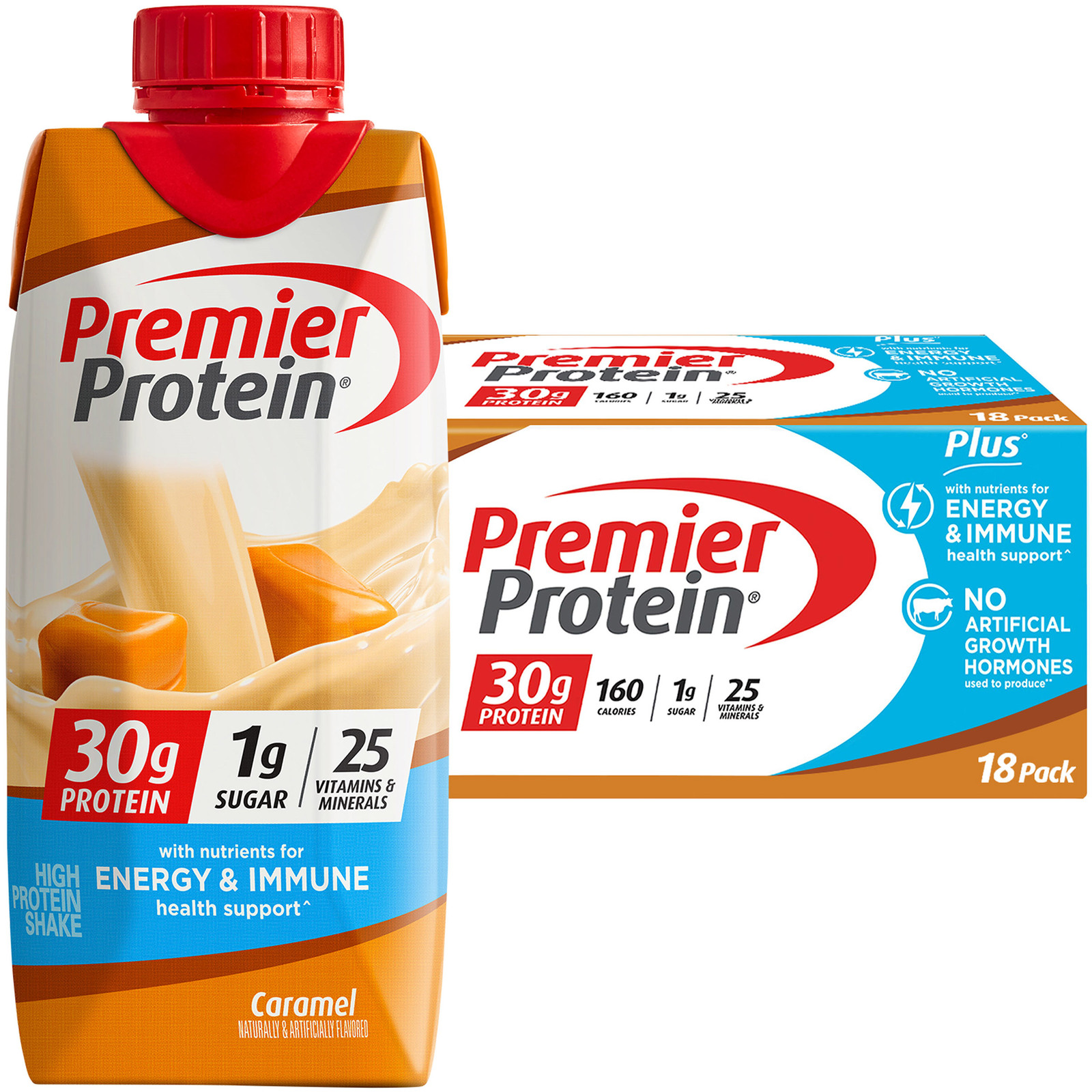 Premier 30G Protein plus Energy and Immune Support Shakes, Caramel, 11 Fl Oz, 18