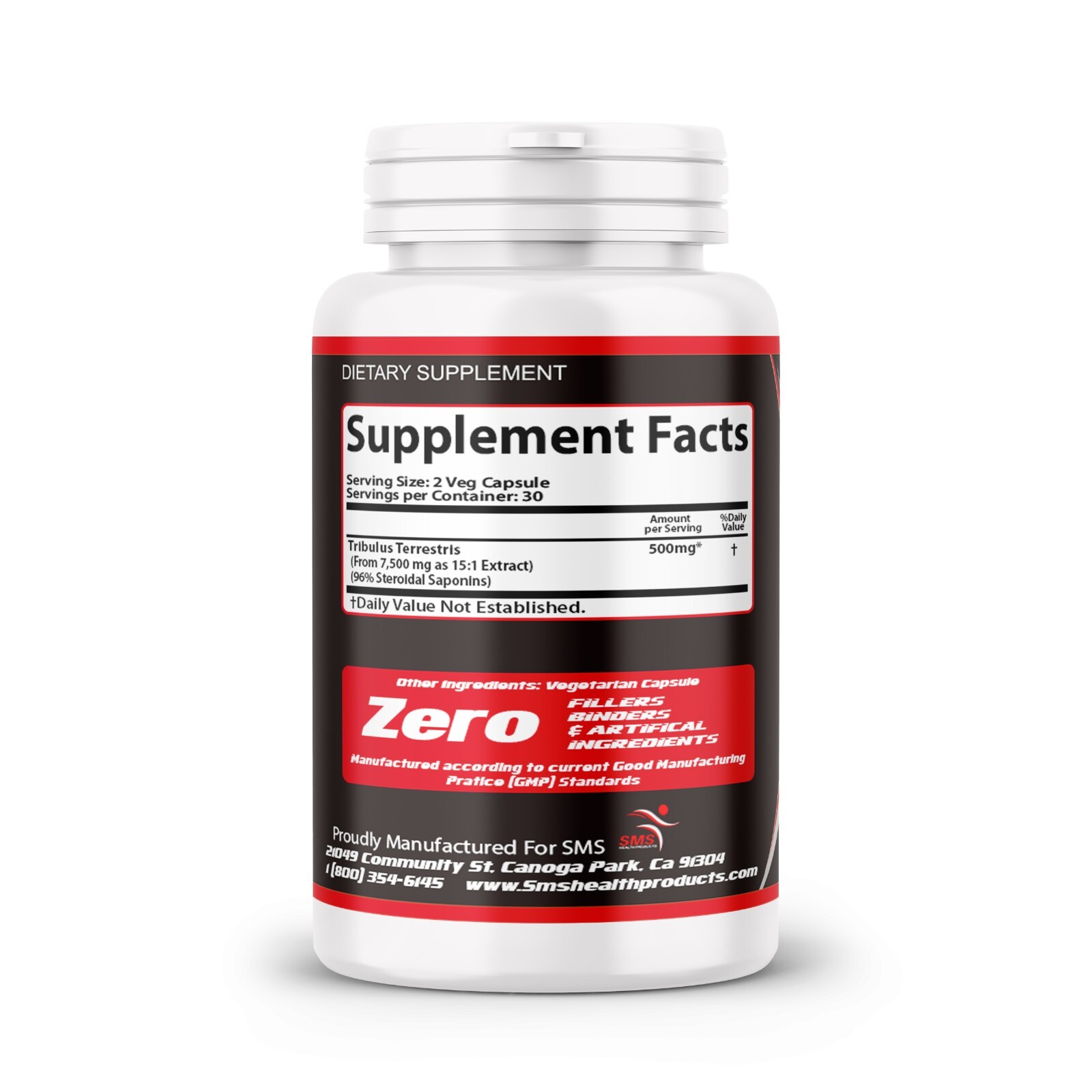 TRIBULUS TERRESTRIS 96% SAPONINS EXTRACT SPORT DIETARY SUPPLEMENT NO GMO 60 Caps
