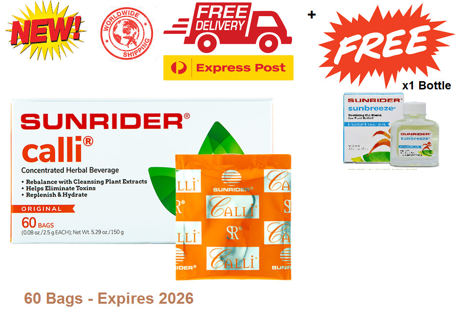 SUNRIDER CALLI TEA ORIGINAL Concentrated Herbal 60 Bags. EXP 2026 FREE SHIPPING