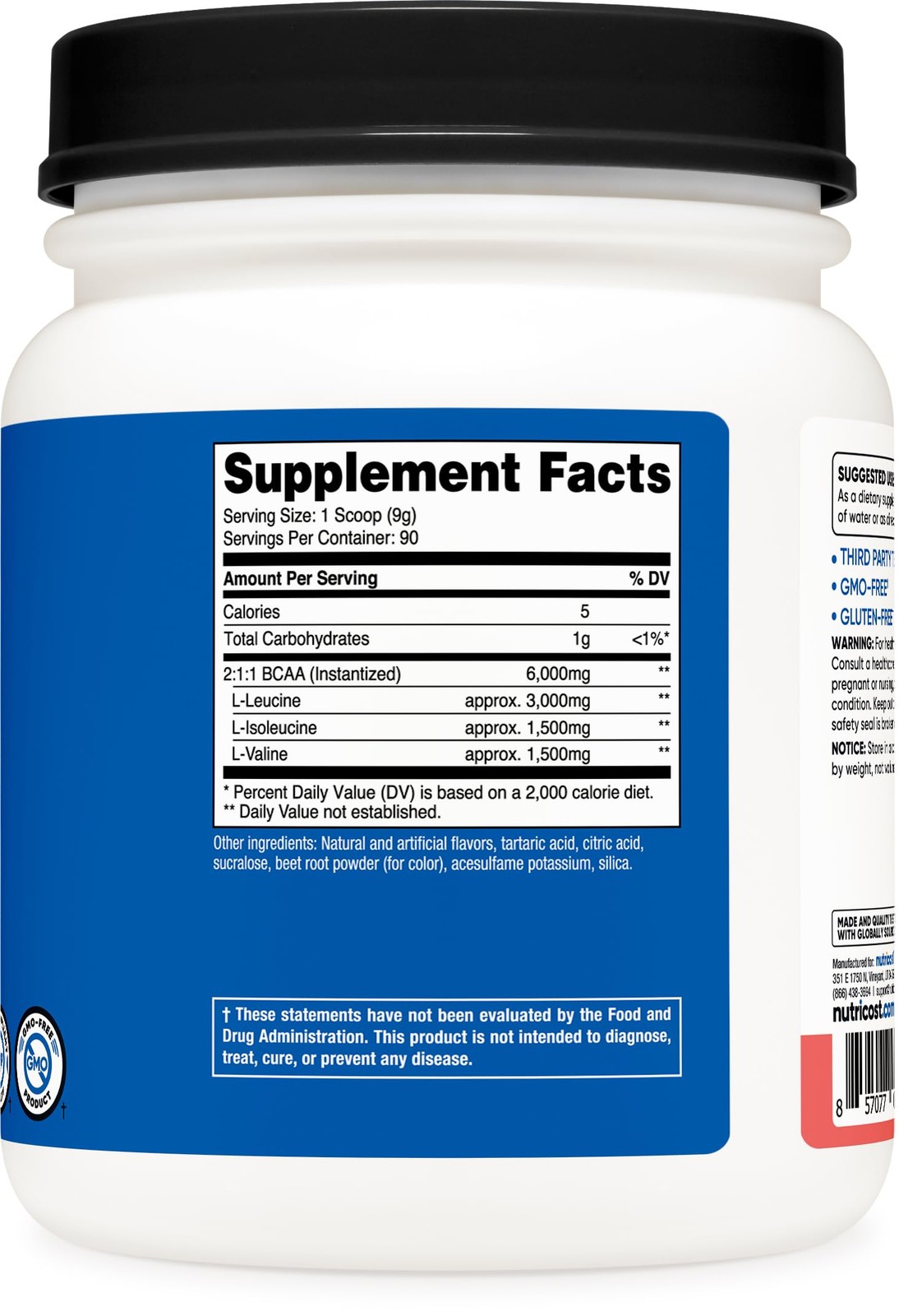Nutricost BCAA Powder (Watermelon, 90 1.79 Pound (Pack of 1), Pinkish-red