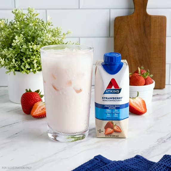 Atkins Protein Shake Strawberry Flavored, 15g Protein, Keto Friendly, 11 fl oz,