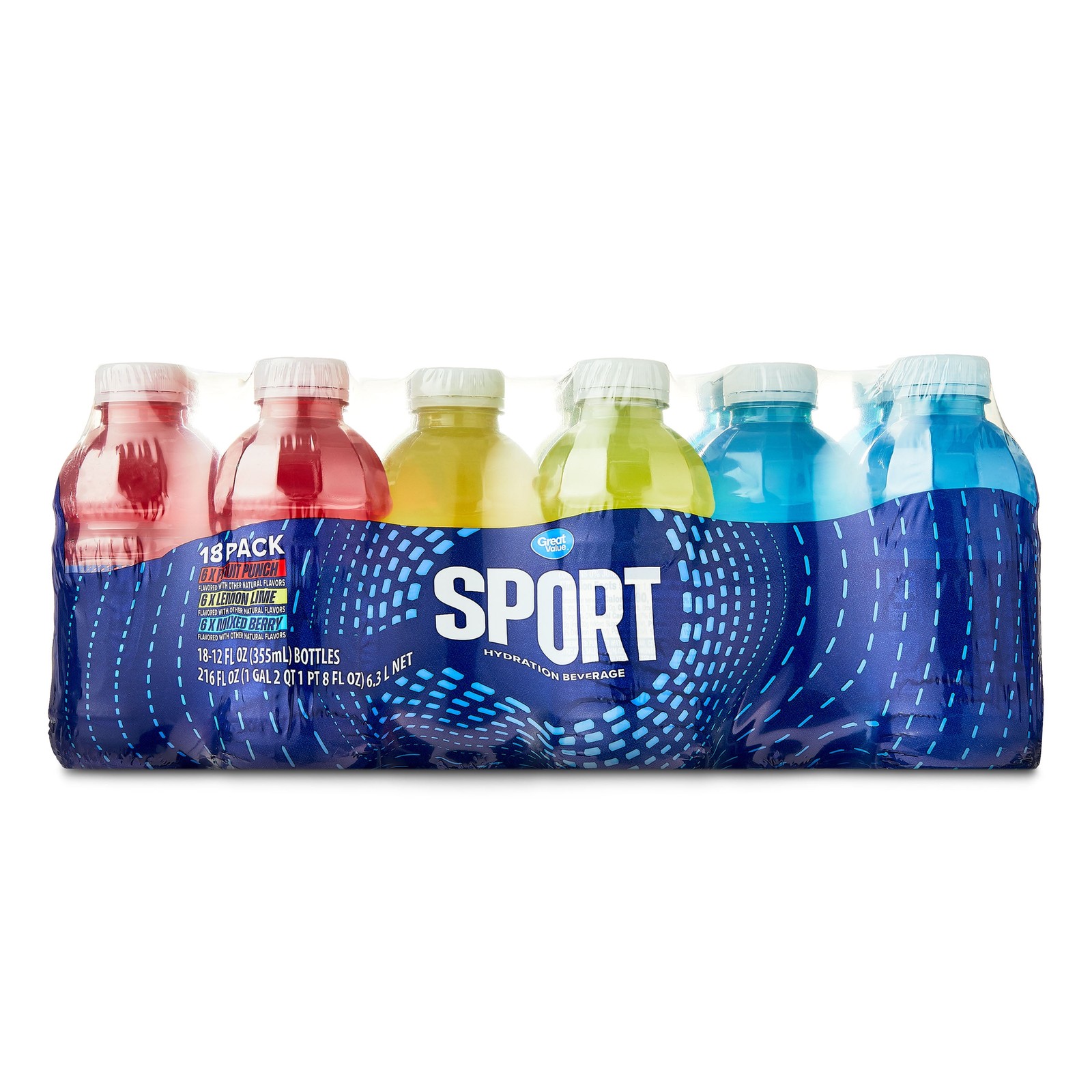 Great Value Sport Hydration Drink, Variety Pack Fruit Punch, 12 fl oz, 18 Pack