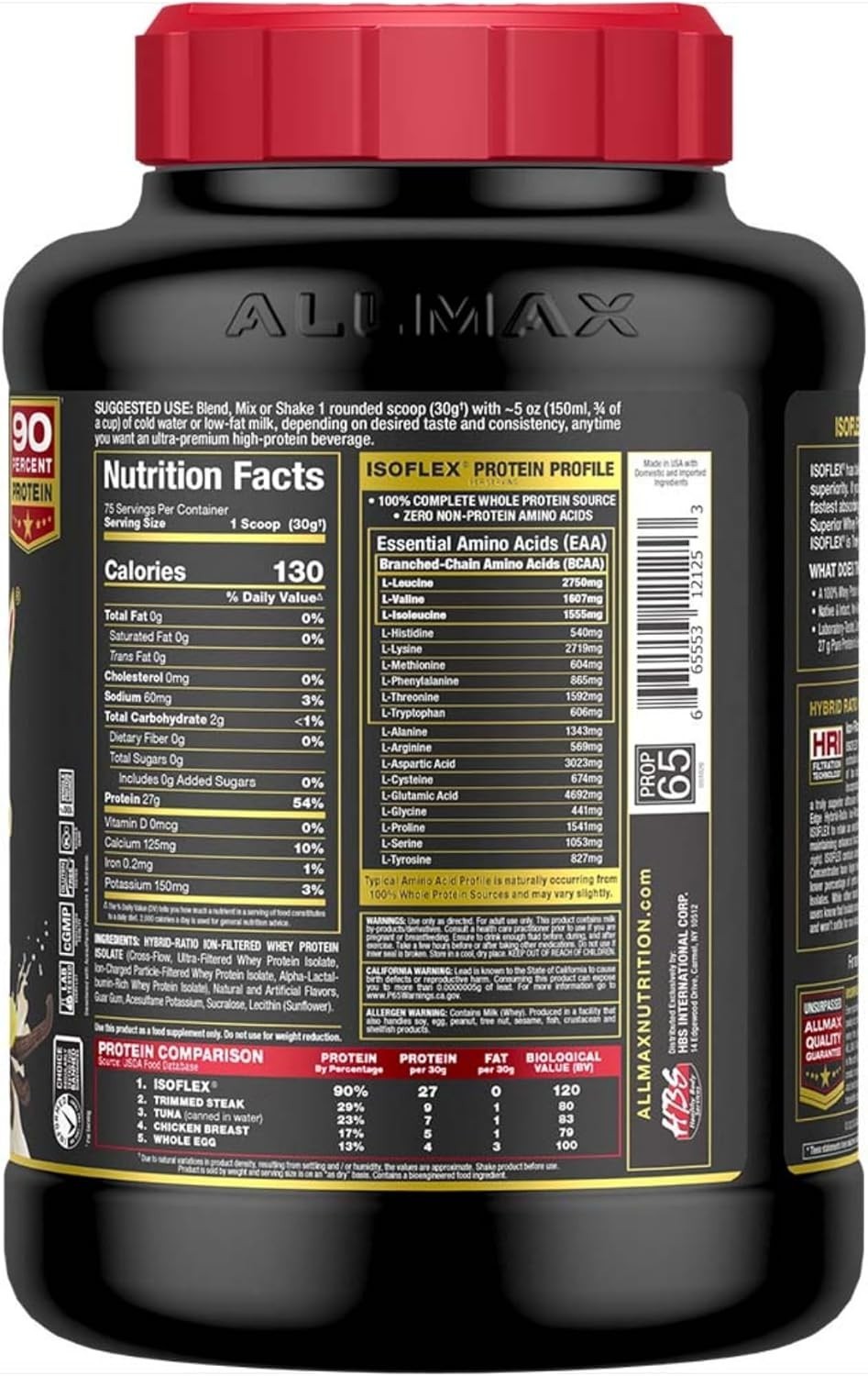 Allmax Nutrition IsoFlex – Pure Whey Protein Isolate Vanilla 5 lbs (2.27 kg)
