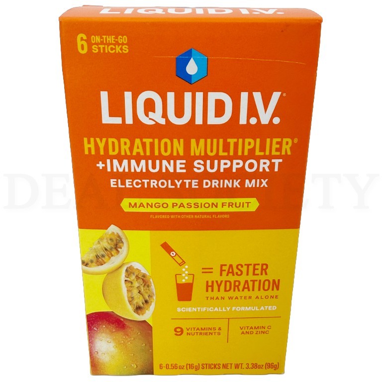 Liquid I.V. Hydration Multiplier + Immune Mango Passionfruit 6 Count Lot of 3