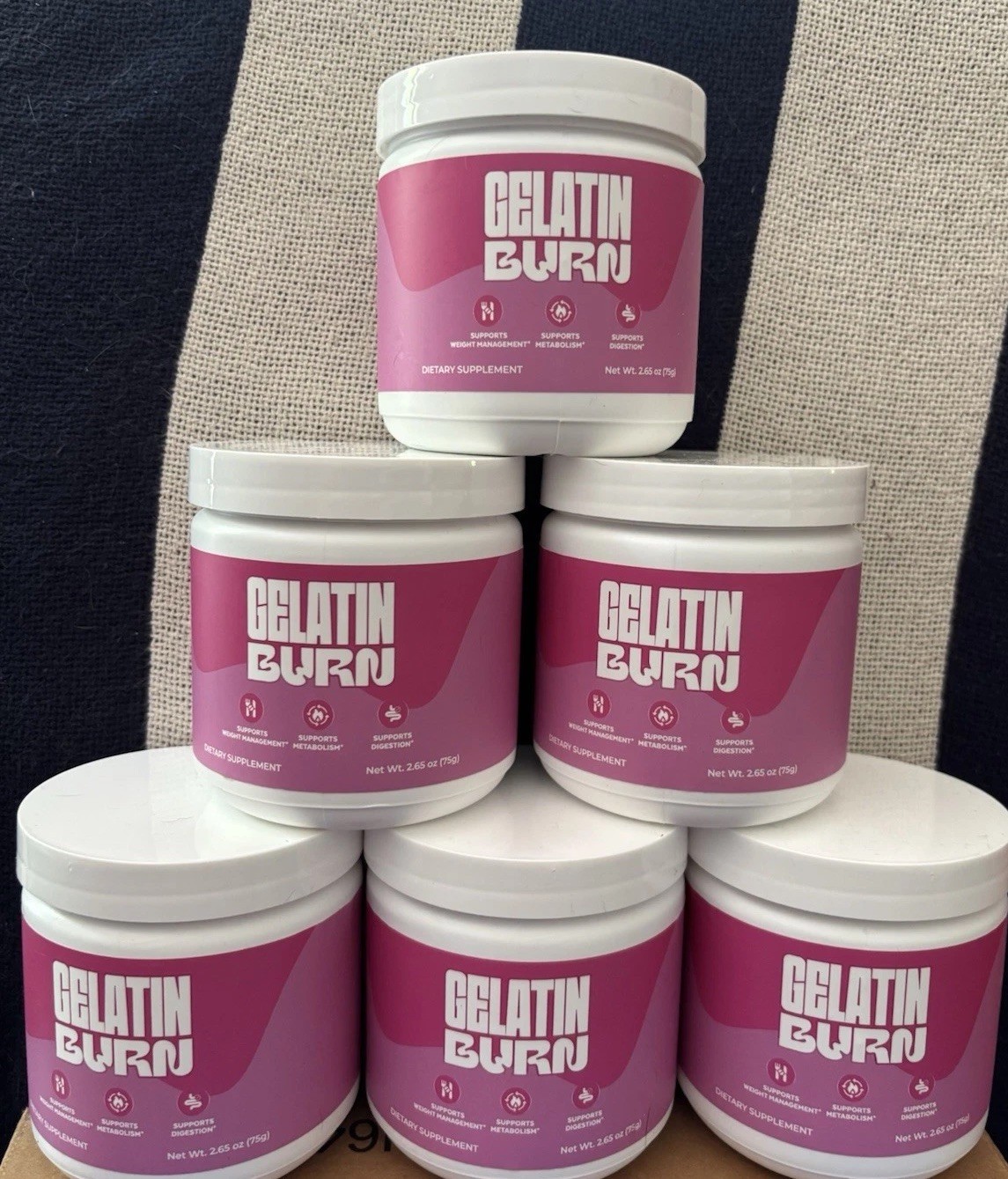 6 Gelatin Burn Dietary Supplement Powder 30 Servings 2.65 oz Metabolism Support