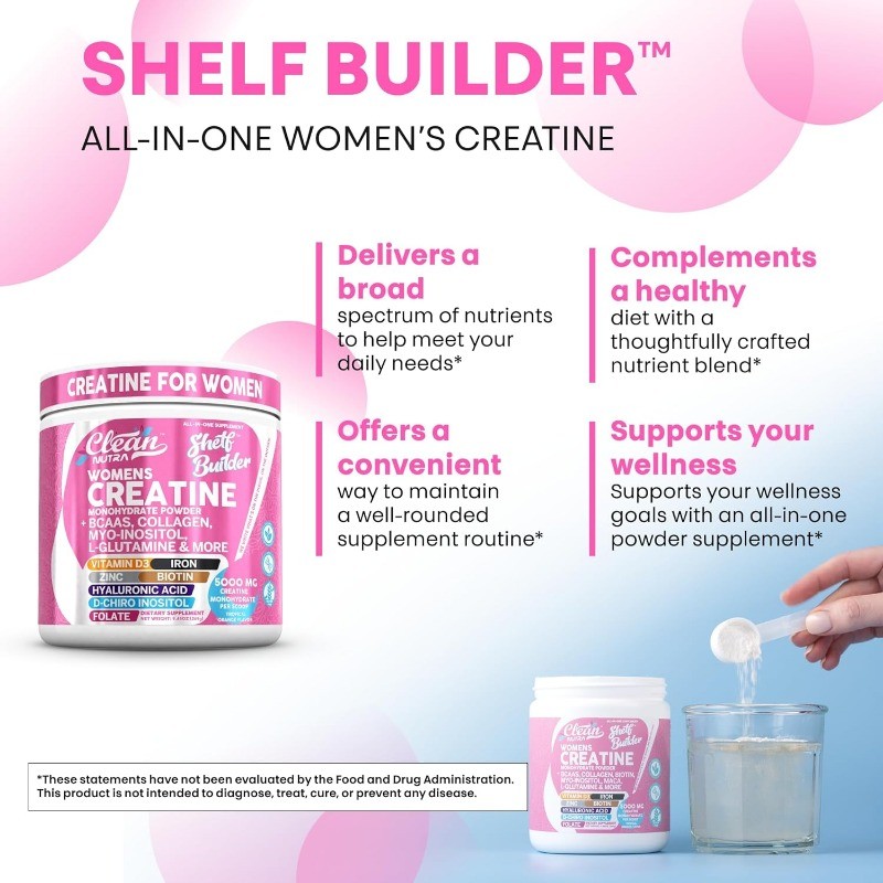 Clean Nutra Creatine for Women with BCAA Collagen & Crucial Vitamins Premium