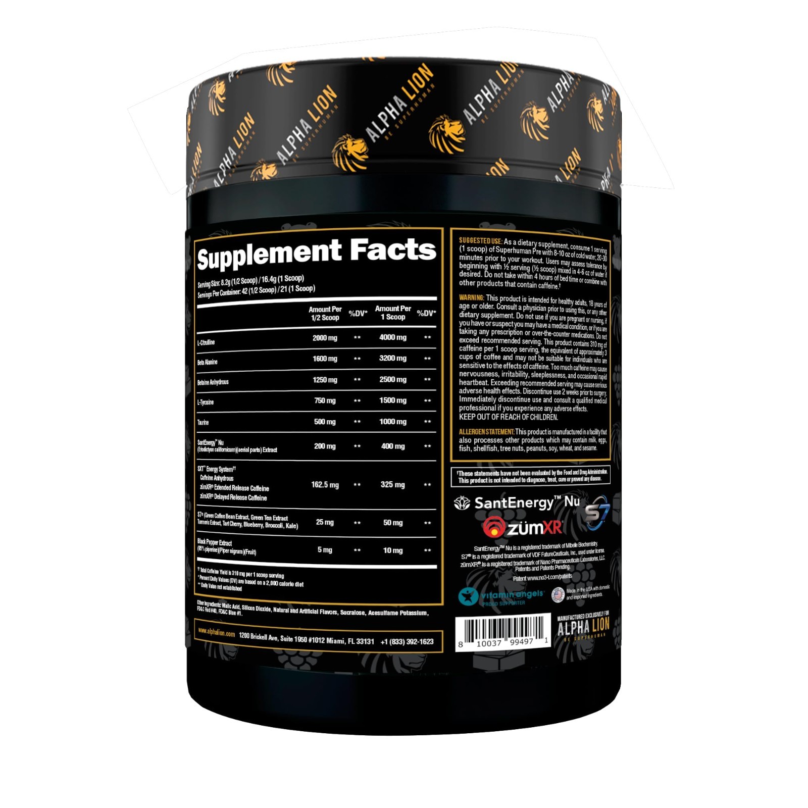 Superhuman Pre Workout Powder – Beta Alanine, L-Taurine, Caffeine, Nitric Oxide,
