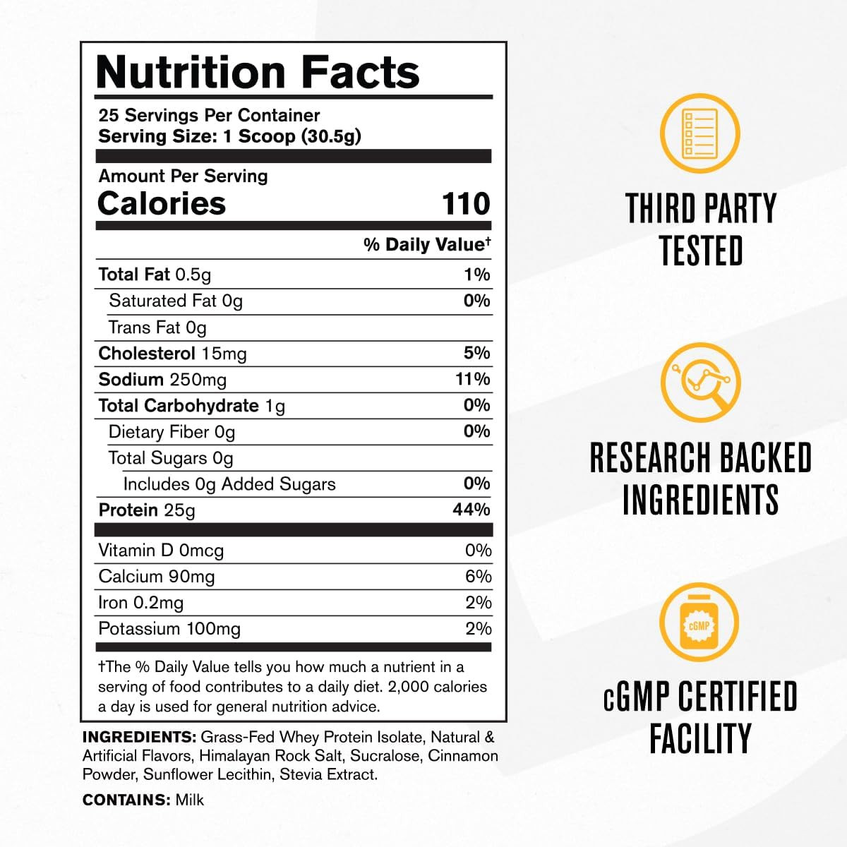 Authentic ISO Grass Fed Whey Protein Isolate Powder – Low Carb, Non-Gmo Muscle B