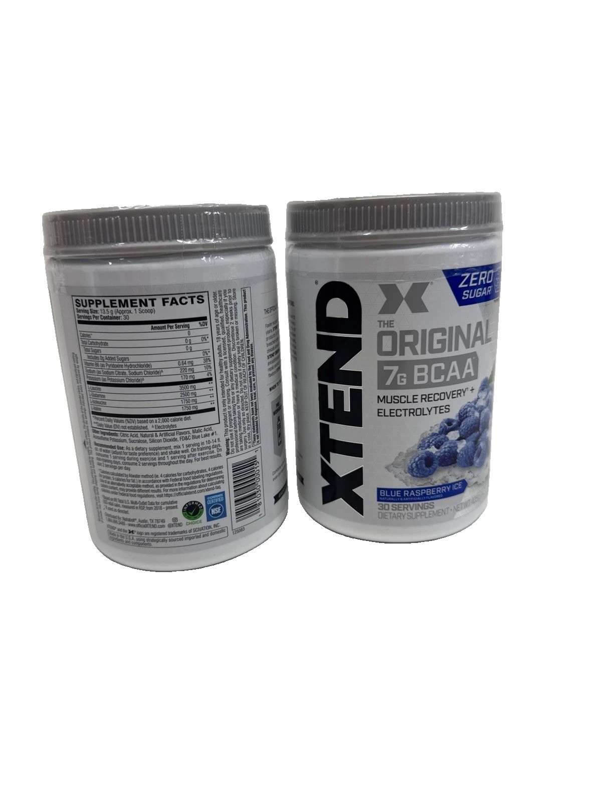 2 Pack XTEND Original BCAA 7g Blue Raspberry Ice 30 Serv 14.3oz Exp 08/2027