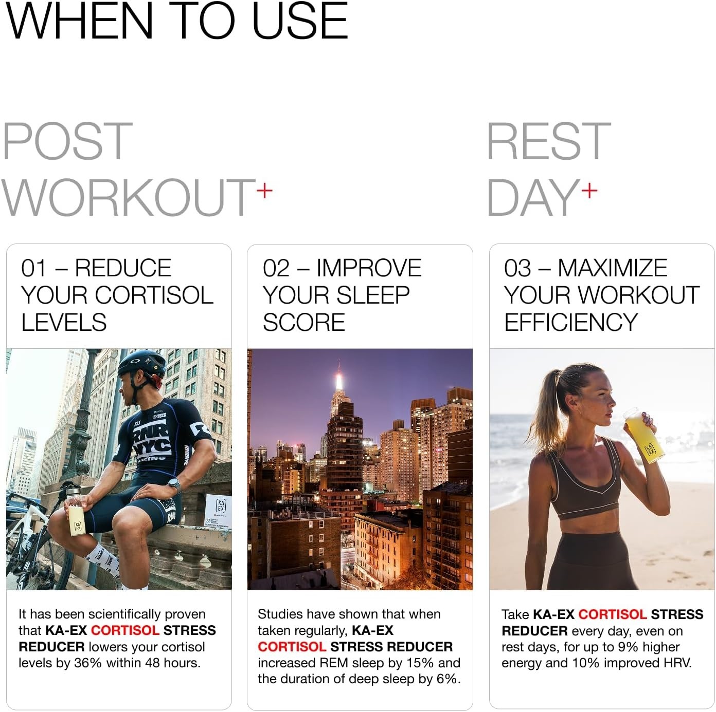 KA EX Cortisol Stress Reducer+ Powder 3-Pack Post-Workout Recovery Electrolyte