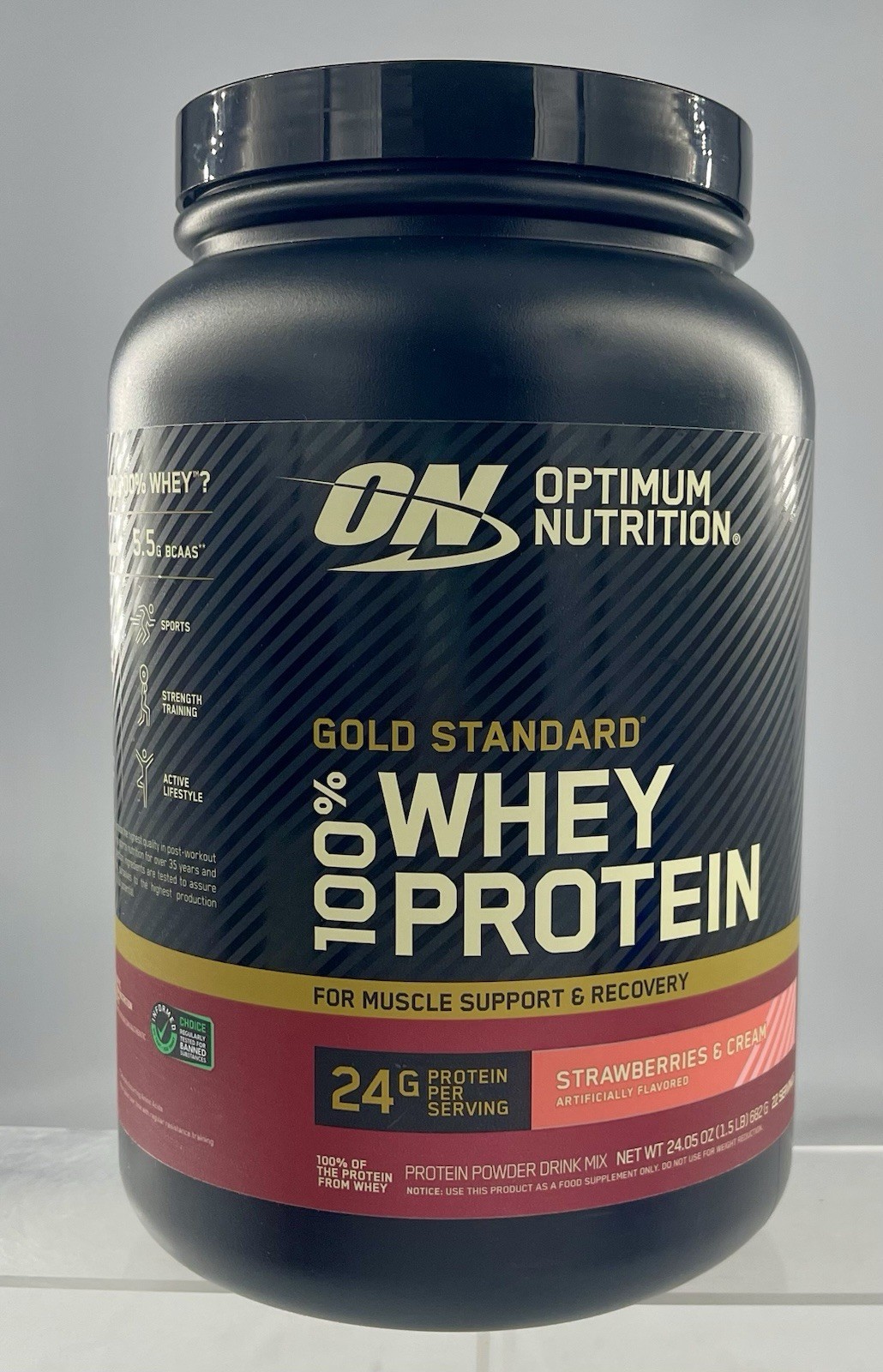 Lot of 2 ON Gold Standard 100% Whey Protein Strawberries & Cream 1.5 lb Exp 08/2