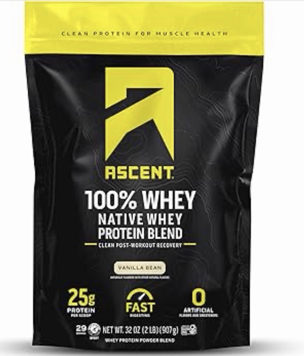 Ascent 100% Whey Protein Powder Vanilla Bean 2 Lb BB 5/07/26