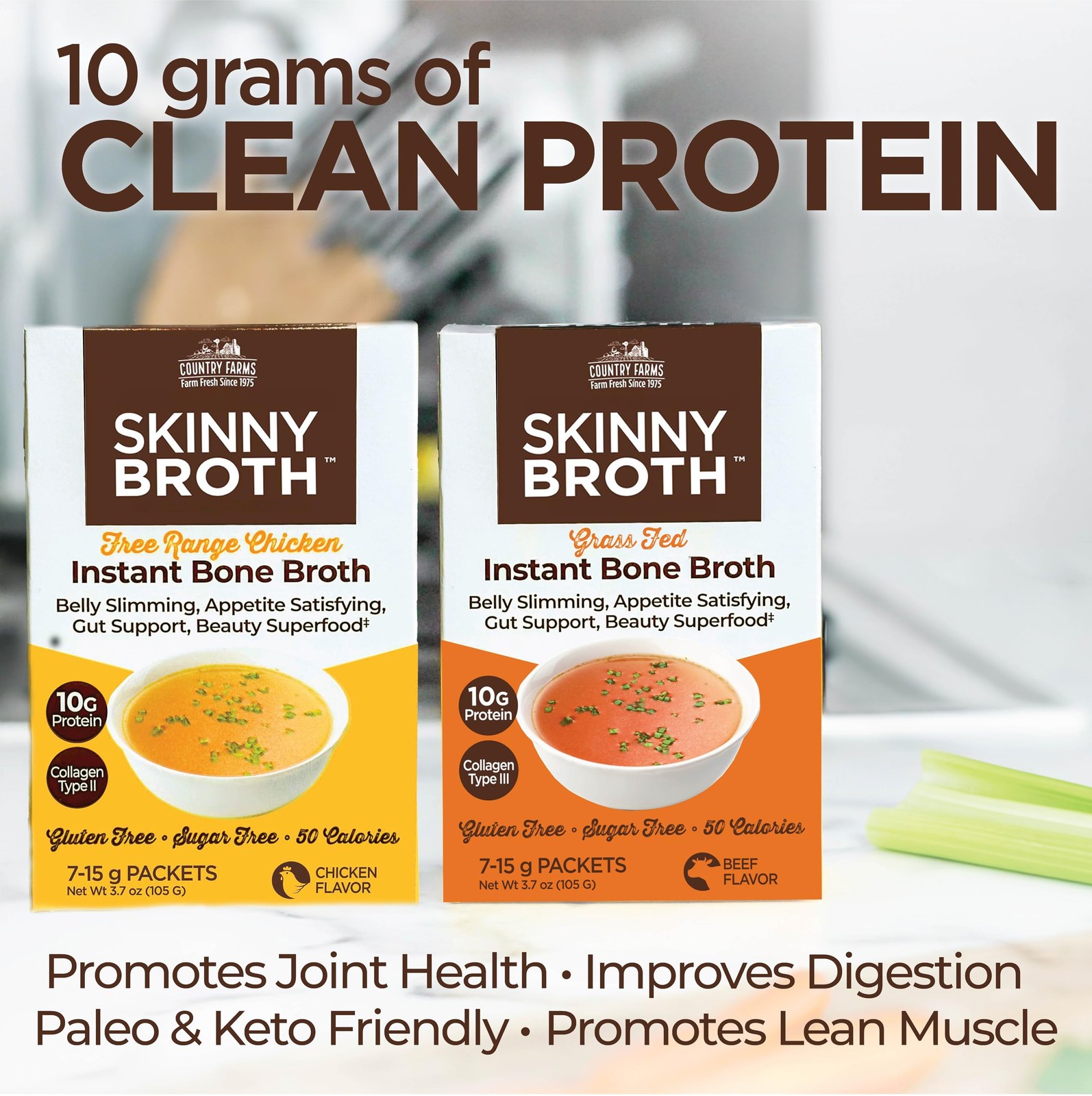 Country Farms Skinny Broth 7-Day Plan, Instant Chicken 7 Count (Pack of 2)