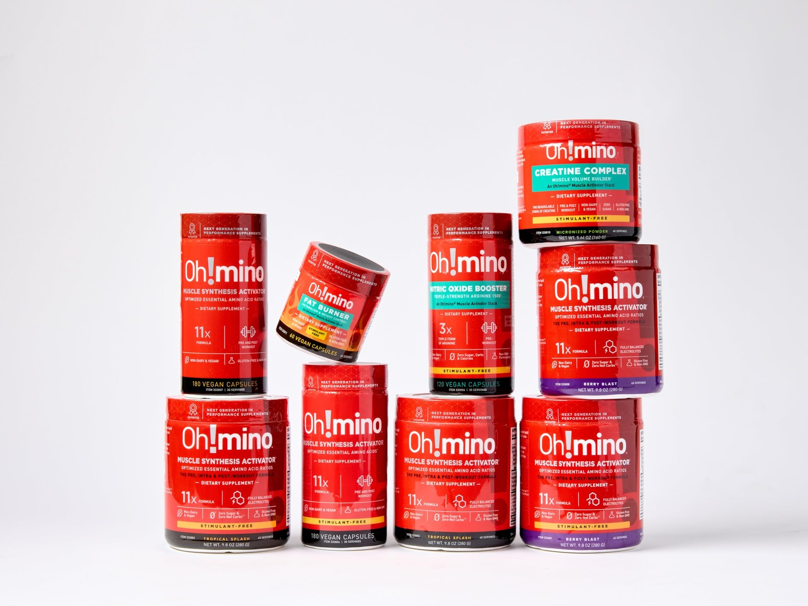 Ohmino Essential Amino Acids Supplement, Caffeinated Capsules, All 9 EAAs, BC…