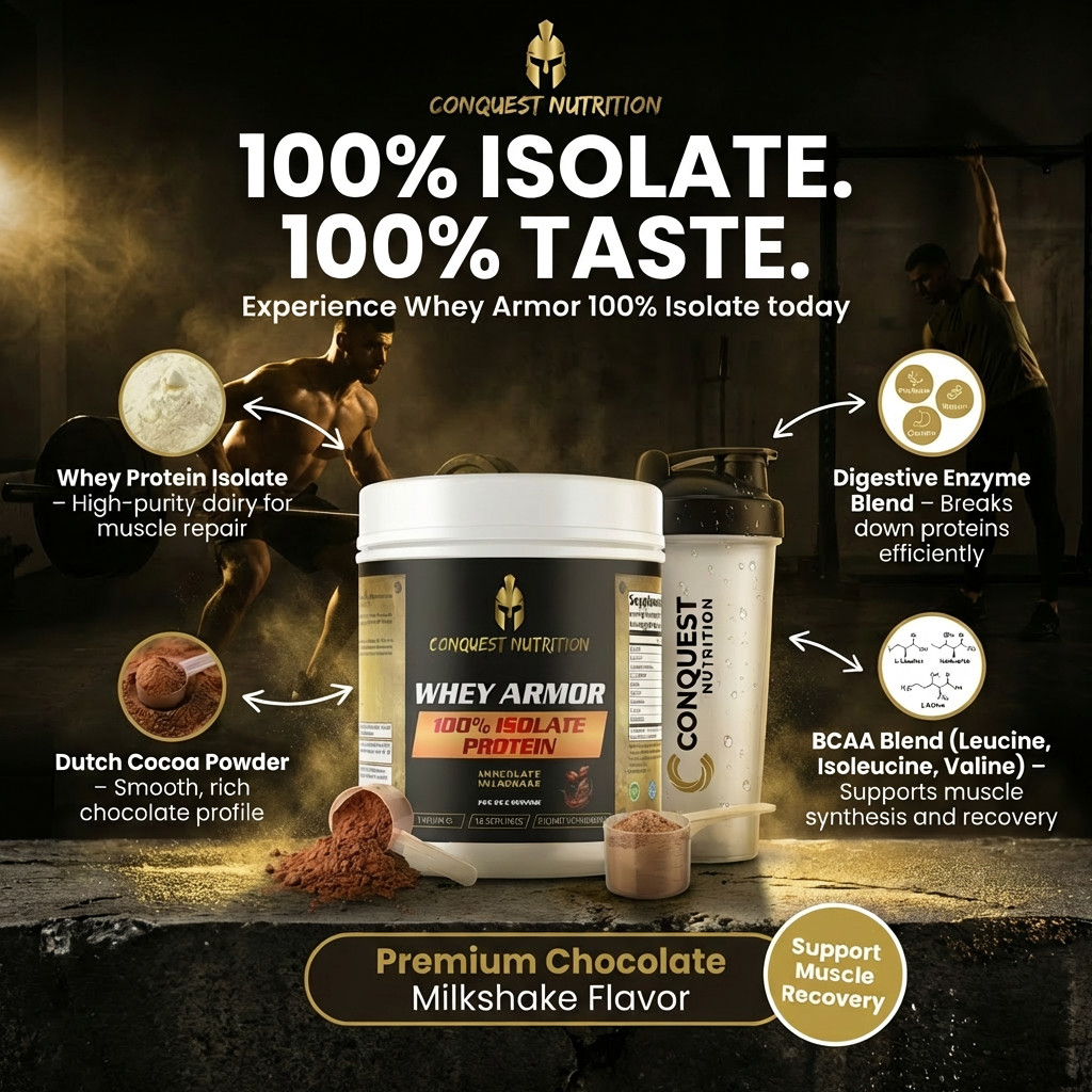 Conquest Whey Armor 100% Whey Isolate Chocolate 1lb Protein Powder Recovery
